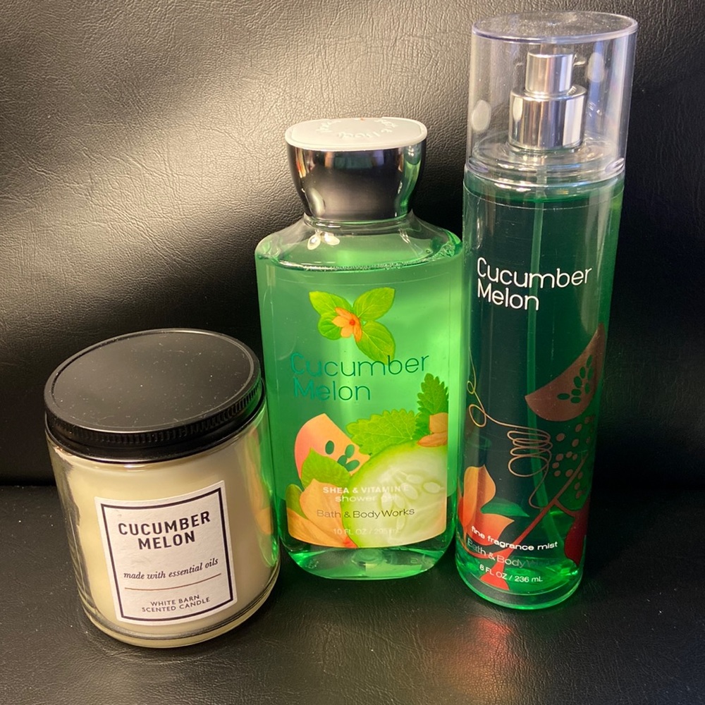 🆕 🥒 🍈 CUCUMBER MELON - Candle, Shower Gel, & Mist - Lot of 3 Bath Body Works